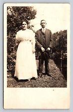 RPPC Man w/Lady in White High Waisted Dress AZO 1904-1918 ANTIQUE Postcard 1434 picture