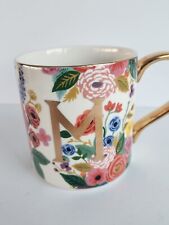 Rifle Paper Co For Anthropologie Coffee Cup Mug Monogram Gold Initial M Floral picture