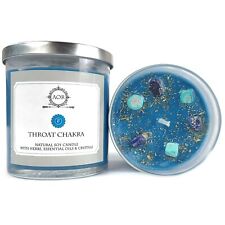 Throat Chakra Soy Candle w/ Crystals & Herbs Spirituality Yoga Wiccan Pagan  picture