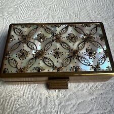 VTG 1940's Elgin American Beauty Multi Compartment Compact Mother of Pearl #HB1 picture
