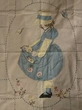 Vintage Original Handmade on 1950 Girl In nature on blue dress with lollipop. picture