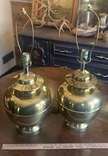 Rare Pair Brass Hollywood Regency Asian Ginger Jar Table Lamps picture