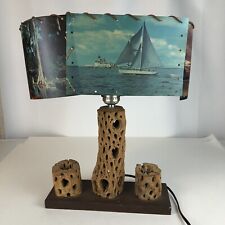 Vintage Southwest Mid Century Cholla Cactus Lamp With Photo Shade Handmade picture