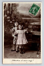 c1907 RPPC Young French Children Boy Girl Le De Real Photo Postcard picture