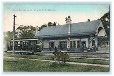 1910 Charlestown B&M Railroad Station New Hampshire Handcolored Postcard picture
