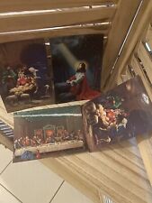 4 Vintage 3D Postcards Jesus, Easter, Last Supper, Religious Collectors Cards picture