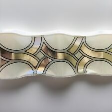 ViTG Mid Century Modern Fused Art Glass Abstract Mosaic /Silver Leaf 14”L 6”W picture