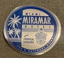 Vintage Miami Florida Miramar Hotel Luggage Label picture