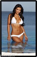 Sexy Busty Model Kim In White Bikini B66 Refrigerator Magnet   picture