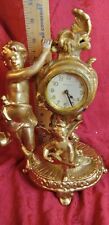  Antique Victorian GOLDEN GOLD Haven Figural Cupid Boudoir  ROMANTIC Clock picture