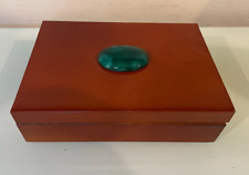 Vintage MCM Diane Love Mikasa Japan Jewelry Trinket box with green stone Lacquer picture