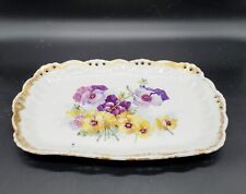 Antique L.D.B.C Limoges Hand Painted Porcelain Dresser Vanity Tray Flower 12