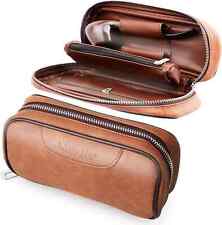 Scotte Durable PU Leather 2 Pipe Tobacco Pouch Case Holder Bag For 2 Brown Bag picture