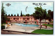 1959 Motel Bel Air Restaurant Swimming Pool Car North End Of Fresno CA Postcard picture