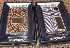 Zippo Lighters Lot Of 2 NEW Leopard Print And Zebra Print picture