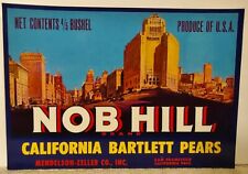 Vintage MCM Produce Label RARE Nob Hill San Francisco CA Pears City Decor  picture