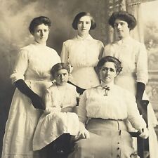 Vintage Sepia Photo Women Sisters Family Black Gloves Posing Studio picture