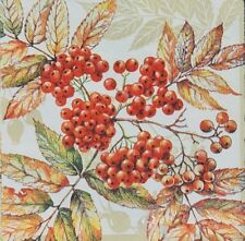 TWO Individual Napkins Autumn Leaves Berries Lunch for Decoupage (446) picture