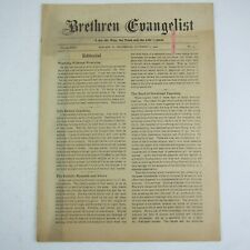 Brethren Evangelist Christian Newspaper Ashland Ohio Antique November 5th 1902 picture
