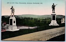 Postcard 45th & 100th Penn Monuments Antietam Battlefield Maryland picture