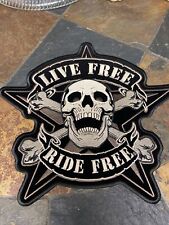 Live Free Ride Free Large Skeleton Back Patch Iron on 11 Inch picture