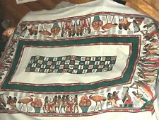 Vintage Egyptian  Tablecloth El Quonah Princesses 6.10ft X 5.3 ft Bold Colors picture