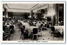 1948 R.M.S. Queen Elizabeth Interior Main Restaurant Britain RPPC Photo Postcard picture