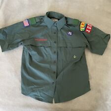 Official BSA Boy Scout Women’s Medium VENTURING Green Vent Uniform Shirt Nylon picture