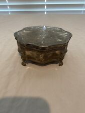 Vintage Silver Plated Velvet Lined Trinket Jewelry Box Rose picture