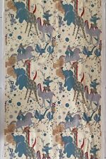 Vintage 1960s Circus Textile Fabric Animals Clowns Mid Century Modern Barkcloth picture