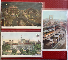 LOT of (3) 1909 New York Antique Postcards, Cooper, City Hall, Brooklyn Trains picture