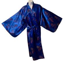 *New* JAPANESE Kimono Woven Belted Sleeved Blue Long Unisex One Size picture