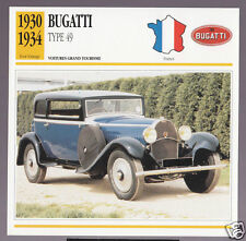 1930-1934 Bugatti Type 49 Car Photo Spec Sheet Info French Card 1931 1932 1933 picture