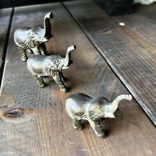 Brass Elephants Trio (3) Home Decor Collectible Items 3 Different Sizes picture