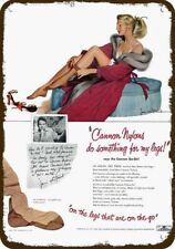 1951 Sexy Blonde Woman & CANNON NYLONS Vintge-Look DECORATIVE REPLICA METAL SIGN picture