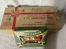VINTAGE 1960's EVERGLEAM STAINLESS ALUMINIUM 2 FT. FOUNTAIN CHRISTMAS TREE w/BOX picture