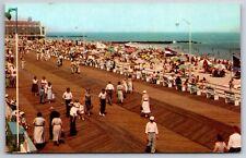 Asbury Park New Jersey~Scenic View Of Boardwalk & Beach~Curteich Vtg Postcard picture