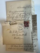 Personal Letter 1906 Handwritten Cursive Correspondence Damaged Brooklyn picture