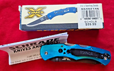 Schrade X Timer Blue Handle Double Blade Lock Knife W/ Belt Clip NIB picture