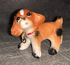 Vintage Wales Japan 2” Spaghetti Cocker Spaniel Dog Chained Pup Red Collar picture