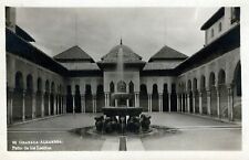 Granada Alhambra Patio de los Leones Fountain Spain Real Photo Vintage Postcard picture