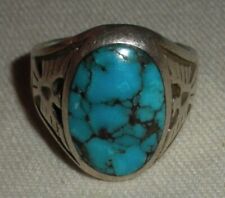 VINTAGE NAVAJO TURQUOISE STERLING SILVER RING THUNDERBIRD SIZE 10 vafo picture