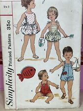 50's Simplicity 2130 Sweet Baby Sun Play Suit Romper Vintage Sewing Pattern Sz 2 picture