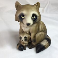 Baby Raccoon And Mother Figurine, 4.8” Vintage Porcelain❤️ picture
