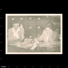 Vintage Photo WOMEN SITTING AT DESK FILING CABINET picture