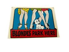 Vintage Impko Waterslide Decal Blondes Park Here 50s Hot Rod Puppy Rat Rod picture