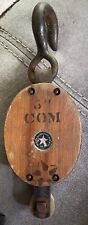Vintage Boston Lockport Block Co USA 5” Wooden Pulley picture