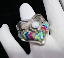 Navajo Sterling Opal And Turquoise Ring #140 SIGNED picture