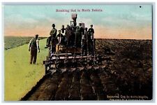 Breaking Sod North Dakota Postcard Farming Field Exterior c1910 Vintage Antique picture