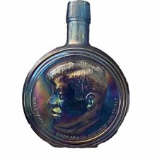 Vtg Wheaton 1st Edition JFK John F Kennedy Blue Carnival Glass Decanter Bottle picture